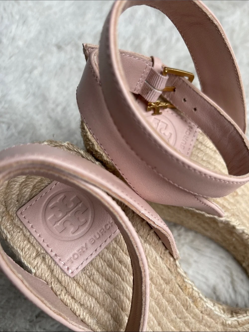 Tory Burch Bima Leather Espadrille Ankle-Strap Sandals in pink Size 9